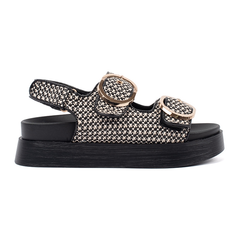 Goodin Sandalias en una plataforma en blanco y negro