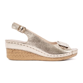 Goodin Sandalias de oro en una cuña baja dorado