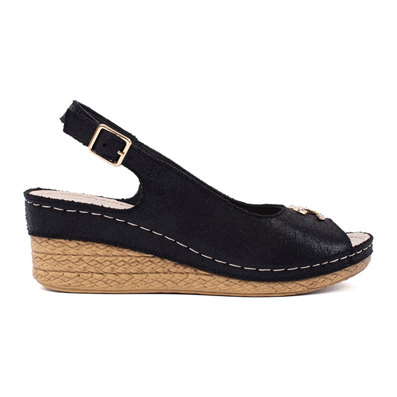Goodin Sandalias de cuña negra con hebilla negro