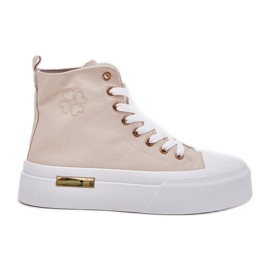 Zapatillas de deporte para mujeres altas en la plataforma beige