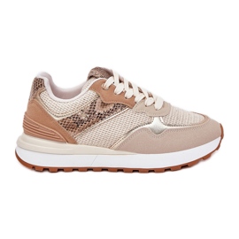 Zapatos deportivos femeninos en la plataforma Patrón de animales beige
