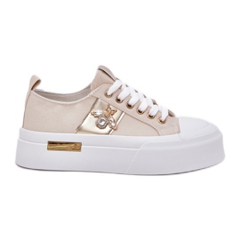 Zapatillas de deporte para mujeres en la plataforma con detalle decorativo BEIGE