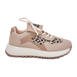 Zapatillas deportivas de zapatillas femeninas en la plataforma leopard beige