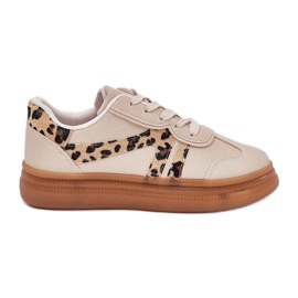 Zapatillas de deporte para mujeres en la plataforma leopardo beige