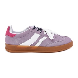 Zapatillas de deporte para mujeres bajas con cordón púrpura doble violeta
