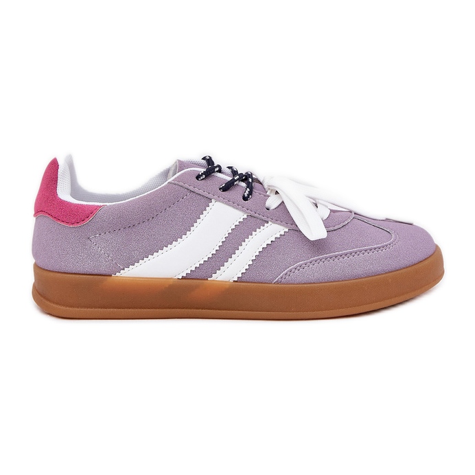 Zapatillas de deporte para mujeres bajas con cordón púrpura doble violeta