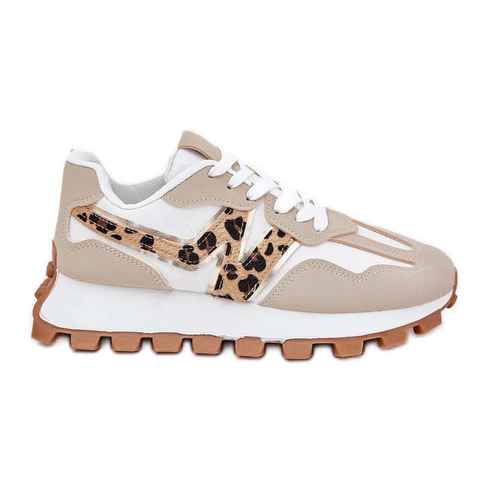 Zapatillas deportivas sports beige leopard estampado