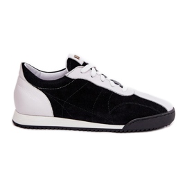 Laura Messi 2935 zapatos deportivos de cuero para mujeres negro