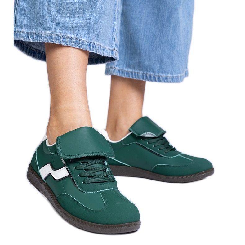 Zapatillas de zapatillas verdes con cordones bajos