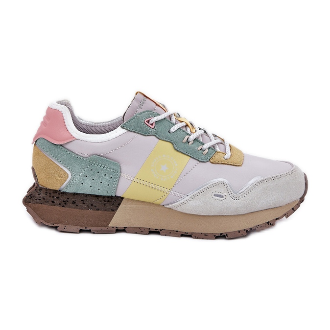 Zapatillas de ante mujeres Big Star RR274244 Sistema de color amarillo gris de alta polla
