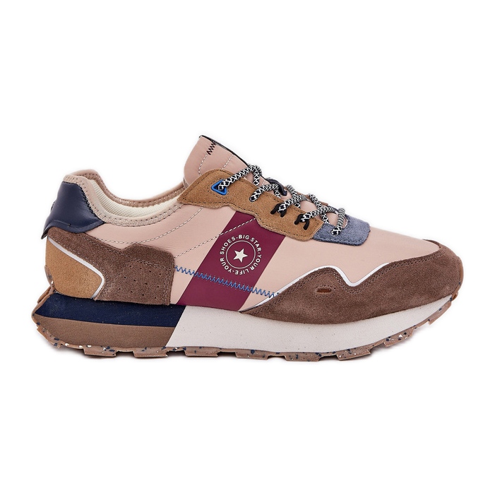 Zapatillas de ante para hombres en el sistema de beige Hi-Polish Big Star RR174475