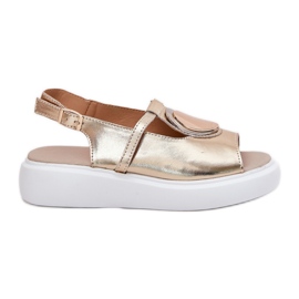 Sandalias de mujer de cuero S.Barski GR51-603 Zlotys dorado