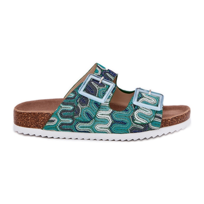 Chanclas para mujeres con hebillas y brillo S.Barski RB51-006 Verde Chanclas para mujeres con hebillas y brillo S.Barski RB51-006 Verde