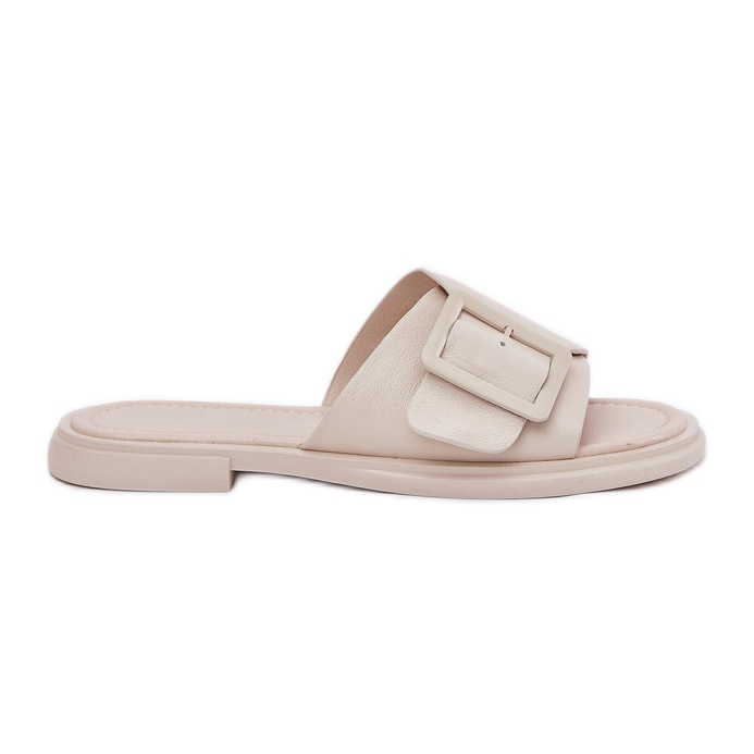 S.Barski Flip de cuero para mujeres con una hebilla de beige SJ2302-01 de D&amp;A