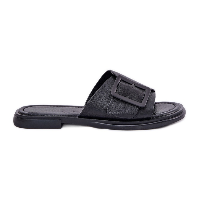 S.Barski Flip de cuero para mujeres con D&amp;A SJ2302-01 Hebilla negra negro