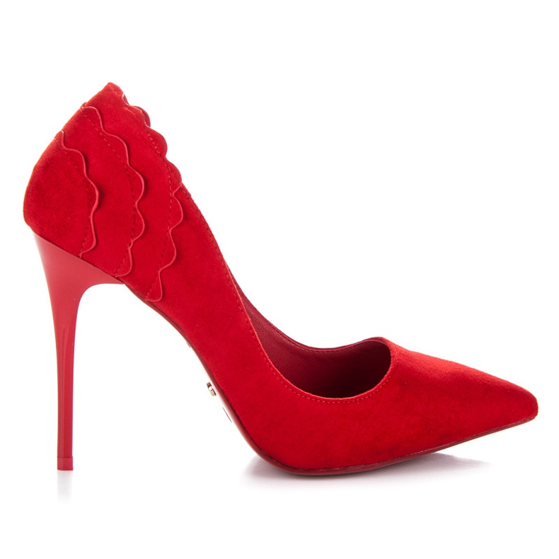 Seastar Zapatos De Tacón Alto De Ante Con Volante rojo