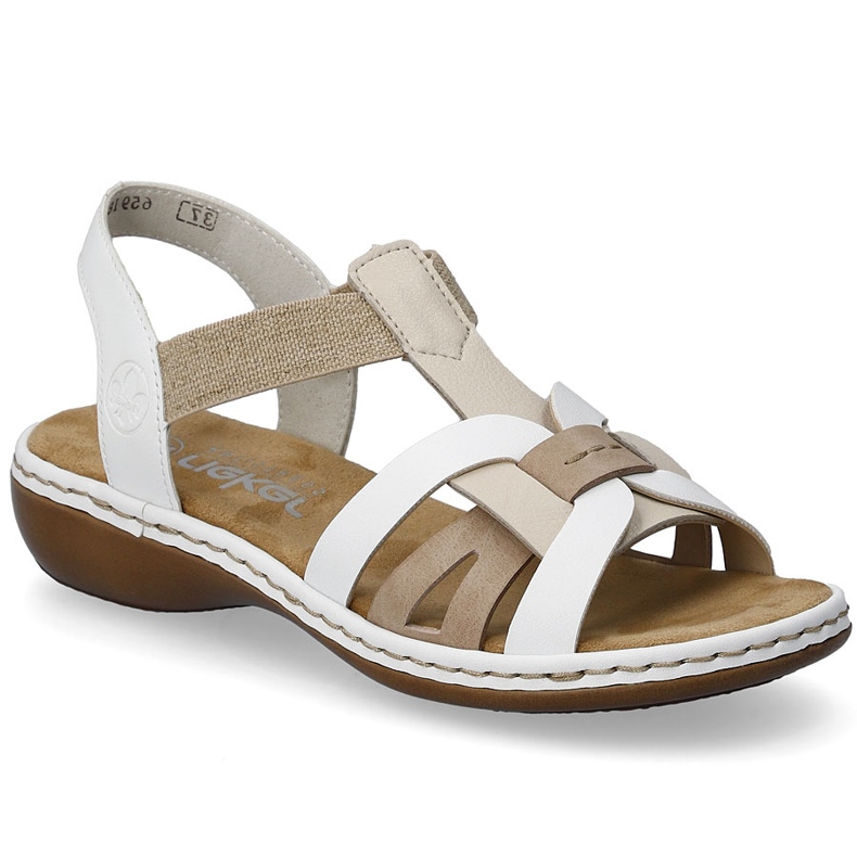 Comfort Sandalias para mujeres insertadas en borras blancas Rieker 65918-81 blanco