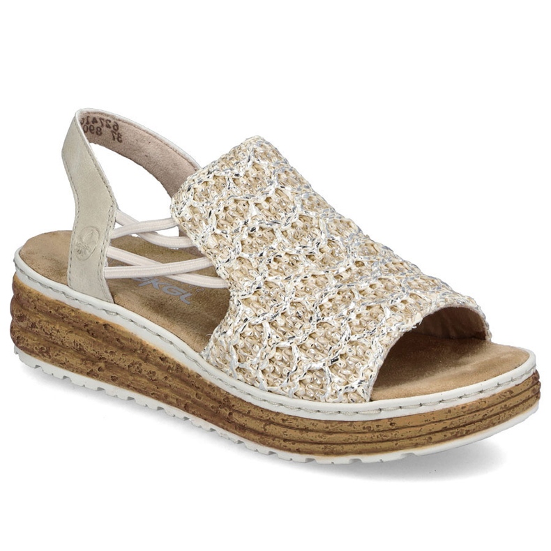 Sandalias femeninas en la banda de plataforma Beige Rieker 62741-60