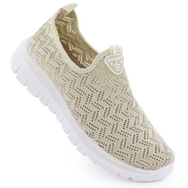 Zapatos deportivos femeninos slip on beige artiker 56c1016