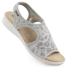 Sandalias para mujeres en una erupción flexible con flores gris unisoft 7196