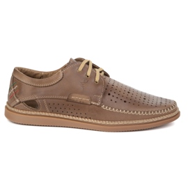 Olivier Zapatos de verano de cuero para hombres 206L con perforación marrón claro