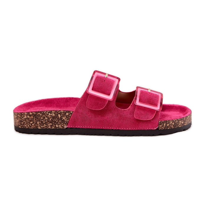 Chanclas para mujeres con hebillas en la suela de corcho Fucsia rosado