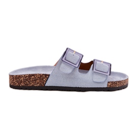 Chanclas para mujeres con abrazaderas en el azul de corcho