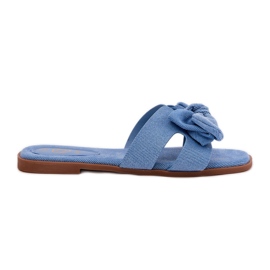 Chanclas de mujeres planas con arco azul
