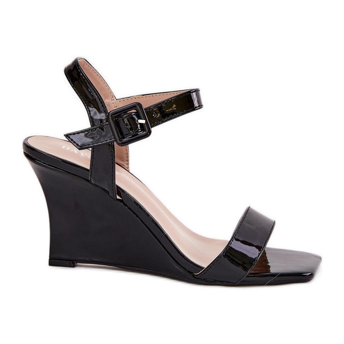Sandalias de mujer pintadas en cuñas negras negro