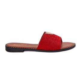 Chanclas de mujer plana con detalles rojos decorativos Chanclas de mujer plana con detalles rojos decorativos