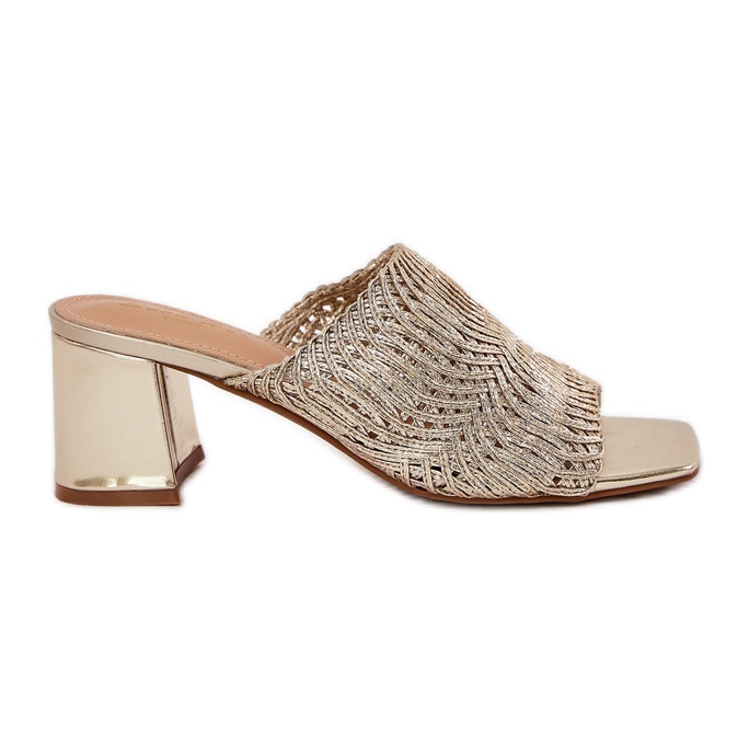 Chanclas para mujeres con tacones dorados