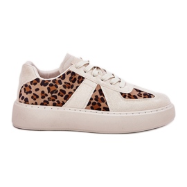 Zapatillas para mujeres con estampado de leopardo en la plataforma beige