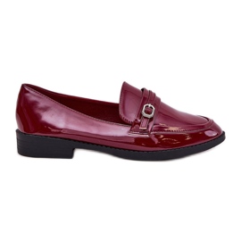 Mocasines de mujer pintados con una hebilla decorativa de Borgoña rojo
