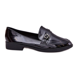 Mocasines de mujer pintados con una hebilla decorativa hebilla negra negro