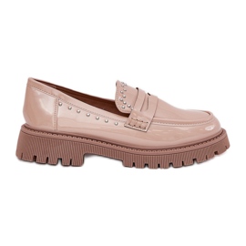 Mocasines de mujeres barnizados con decoración beige Mocasines de mujeres barnizados con decoración beige