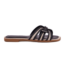 Zapatillas para mujeres planas con rayas negras negro