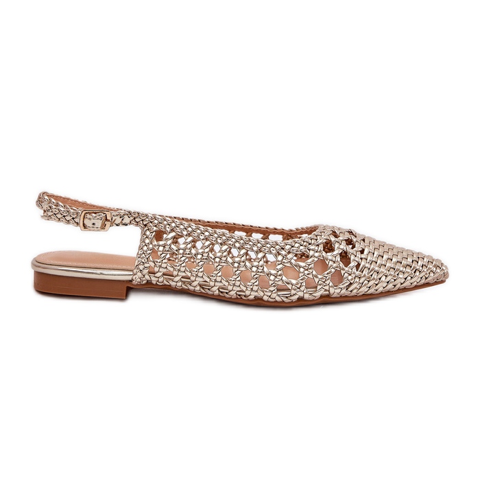 Sandalias con trenza y oro puntiagudo dorado Sandalias con trenza y oro puntiagudo dorado