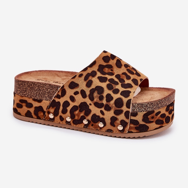 Flip Flip Flip Flip en una plataforma masiva Eco Suede Leopard Print Brown marrón Flip Flip Flip Flip en una plataforma masiva Eco Suede Leopard Print Brown marrón