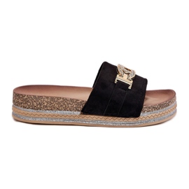 Flip Flip Flip Flip con un detalle dorado en la plataforma con Brocade Black negro