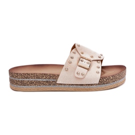 Flip Flip Flip Flip en la plataforma con una hebilla y tachuelas beige