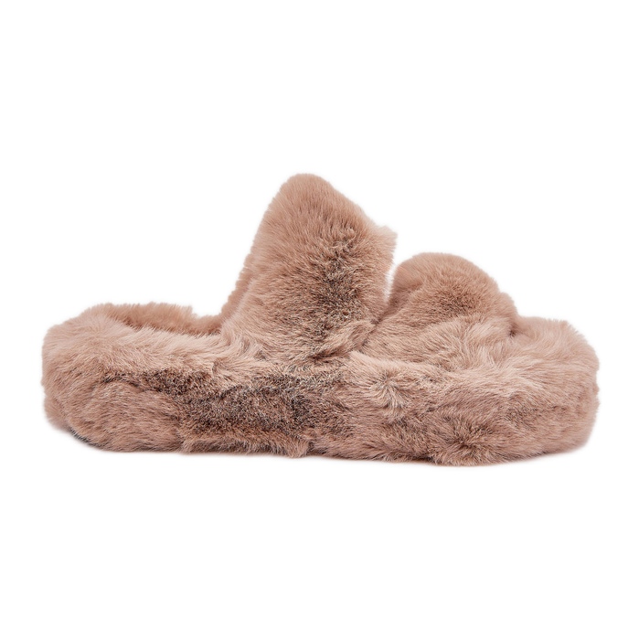 Zapatillas de piel para mujeres en la plataforma de color caqui beige