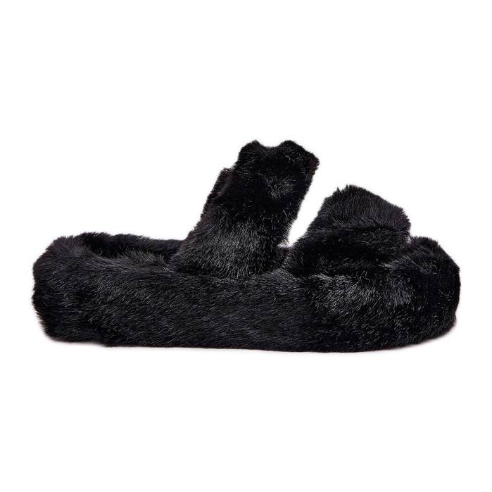 Zapatillas de piel para mujeres en la plataforma negra negro