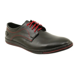 Olivier Zapatos de cuero para hombre 295LU negro con rojo