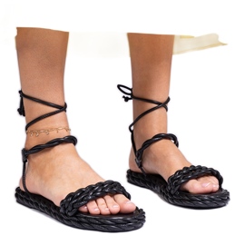 Sandalias de mujeres negras trenzadas negro Sandalias de mujeres negras trenzadas negro