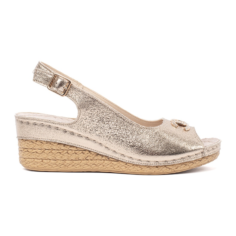 Goodin Sandalias de cuña doradas con hebilla dorado