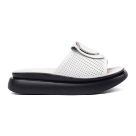 Goodin Chanclas blancas y blancas cómodas en la plataforma blanco