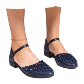 Sandalias de Openwork Blue azul marino con circones