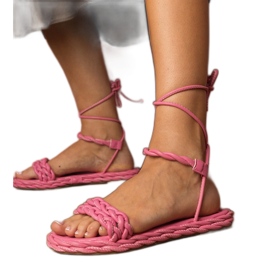 Sandalias de mujer rosa trenzado rosado Sandalias de mujer rosa trenzado rosado