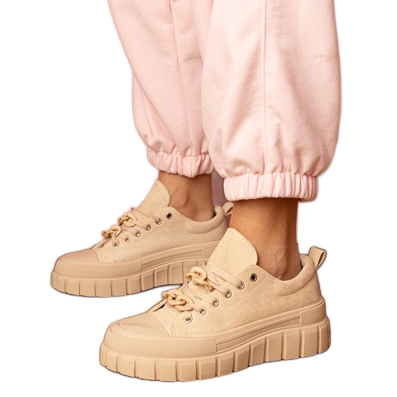 Zapatillas de deporte deportivo beige femenino