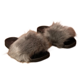 Chanclas grises para niños con pelaje